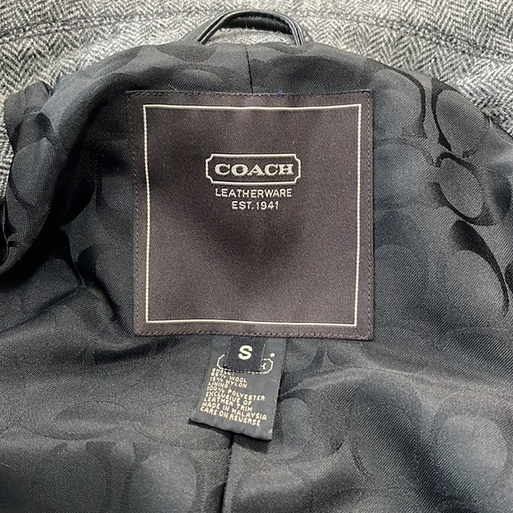 Coach Long Wool Herringbone Coat, Gray, Small - Picture 12 of 13